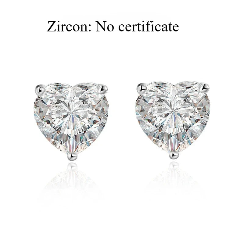 Smyoue 1CT 2CT 4CT Heart Cut Moissanite Stud Earrings for Women Luxury Quality Lab Diamond S925 Sterling Silver Bride Jewelry