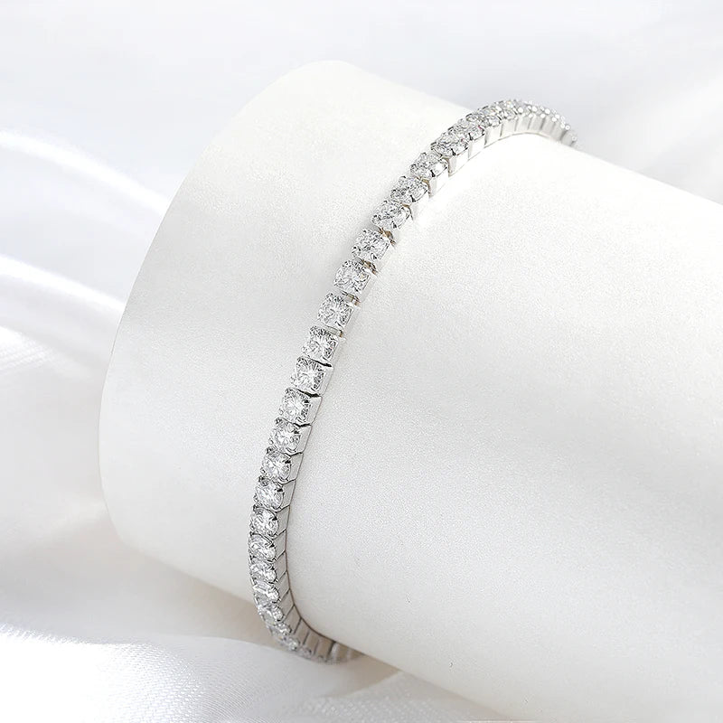 VALARONA JEWELS Elastic Moissanite Tennis Bracelets for Women Men Full Diamond Sparkling Pure 925 Sterling Silver Jewelry Wholesale