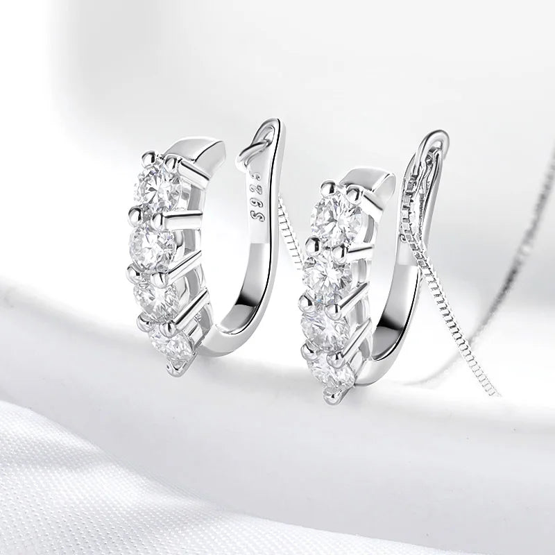 Smyoue 0.8ct Test Passed Moissanite Earring Luxury Design Anti-lost Simulated Diamond Drop Earrings 925 Silver Plated Platinum