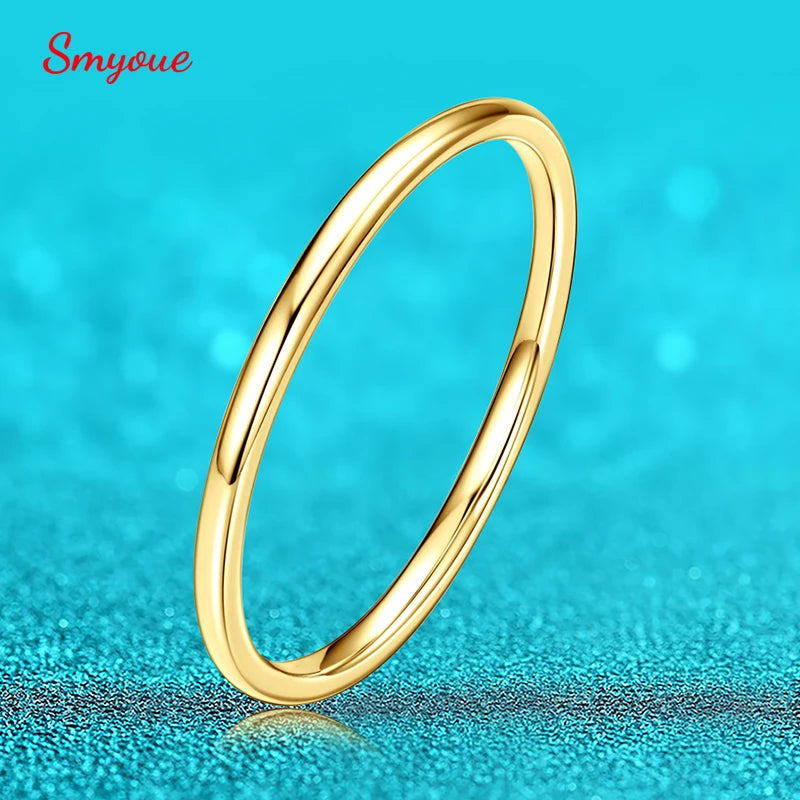 Smyoue Classic Pure S925 Sterling Silver Ring for Women Men Plated 18k Gold Fine Jewelry Fine Jewelry Wedding Band Wholesale