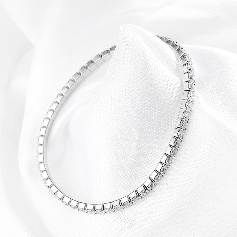 VALARONA JEWELS Elastic Moissanite Tennis Bracelets for Women Men Full Diamond Sparkling Pure 925 Sterling Silver Jewelry Wholesale