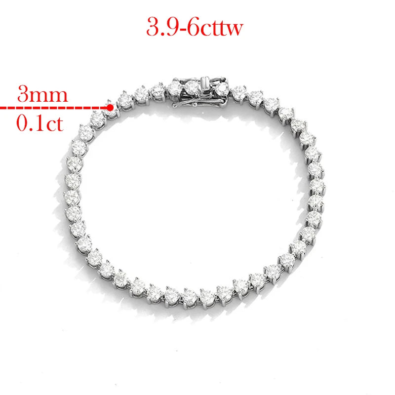 VALARONA JEWELS for Women Full Diamond Luxury Chain S925 Sterling Silver Plated Platinum