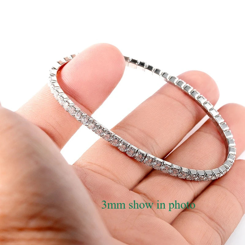 VALARONA JEWELS Elastic Moissanite Tennis Bracelets for Women Men Full Diamond Sparkling Pure 925 Sterling Silver Jewelry Wholesale
