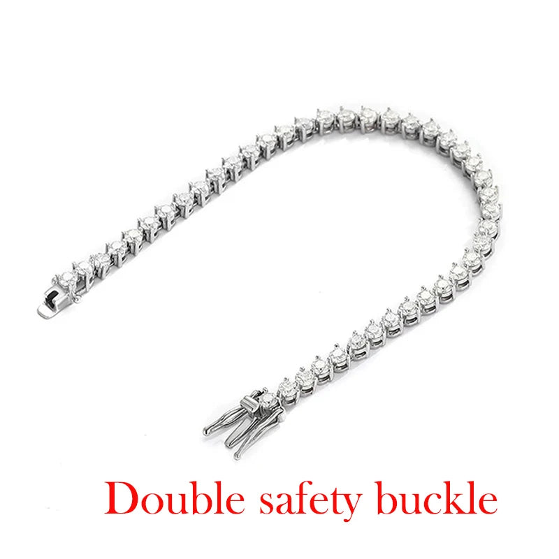 VALARONA JEWELS for Women Full Diamond Luxury Chain S925 Sterling Silver Plated Platinum