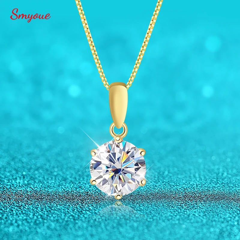 Smyoue 1CT 2CT D Color Moissanite Necklace for Women Flawless Sparkly Simulated Diamond Pendant Sterling Silver 925 Jewelry GRA
