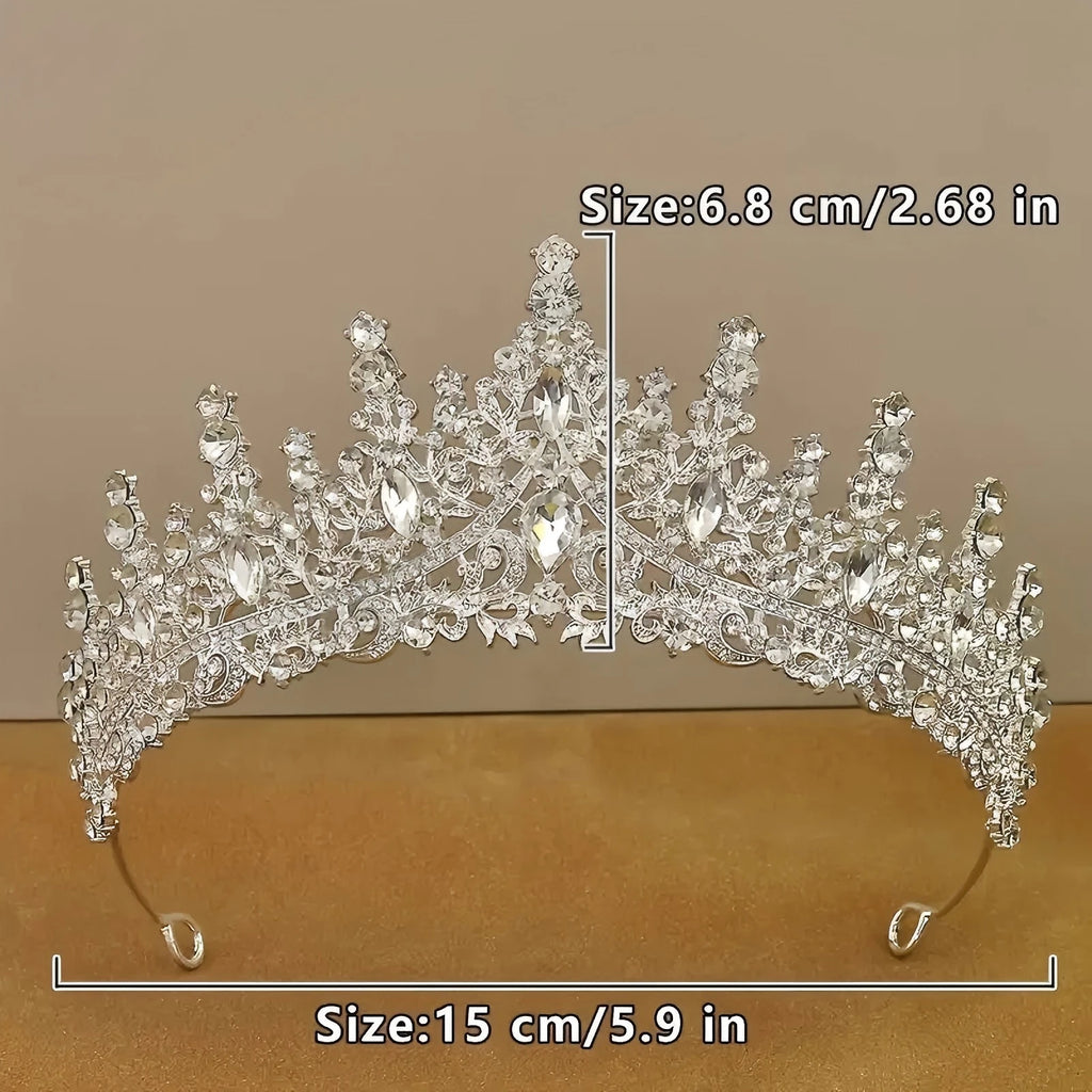 1pc Luxury Jewelry Hair Accessories Exquisite Rhinestone Tiaras for Party Weddings Photography Props Perfect Gift Women's Crown