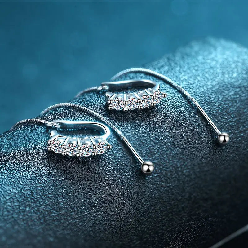 Smyoue 0.8ct Test Passed Moissanite Earring Luxury Design Anti-lost Simulated Diamond Drop Earrings 925 Silver Plated Platinum