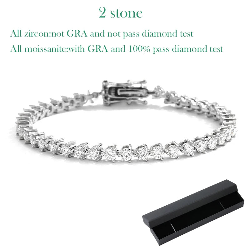 VALARONA JEWELS for Women Full Diamond Luxury Chain S925 Sterling Silver Plated Platinum