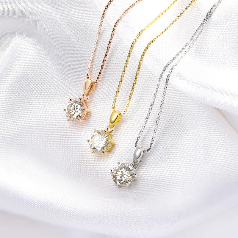 Smyoue 1CT 2CT D Color Moissanite Necklace for Women Flawless Sparkly Simulated Diamond Pendant Sterling Silver 925 Jewelry GRA