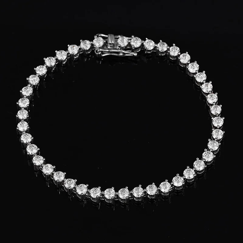VALARONA JEWELS for Women Full Diamond Luxury Chain S925 Sterling Silver Plated Platinum