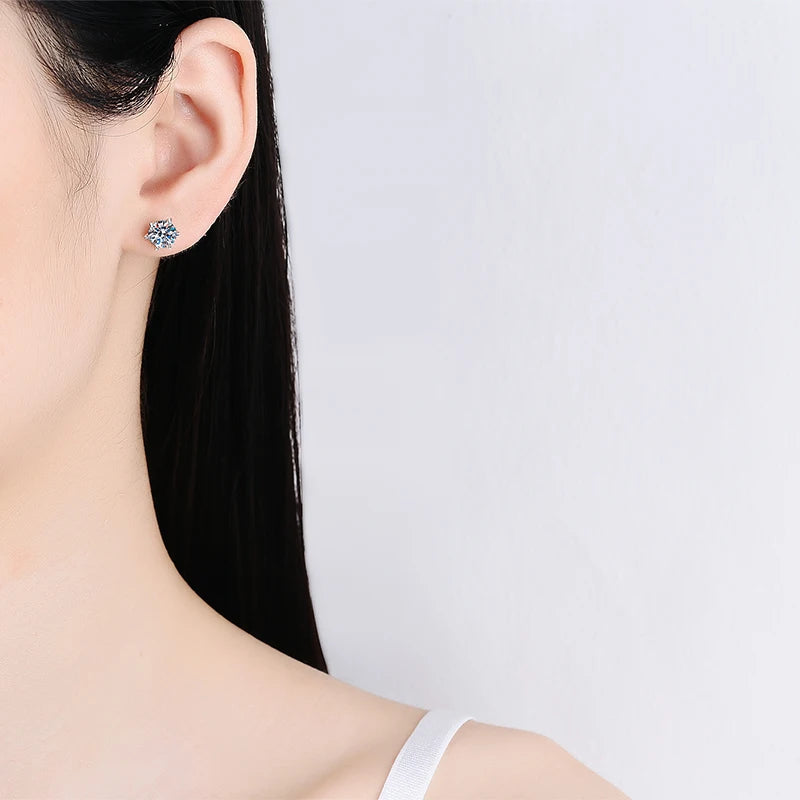 VALARONA JEWELS for Women Colorless Sparkling Wedding Ear Studs 100% S925 Sterling Silver Jewelry