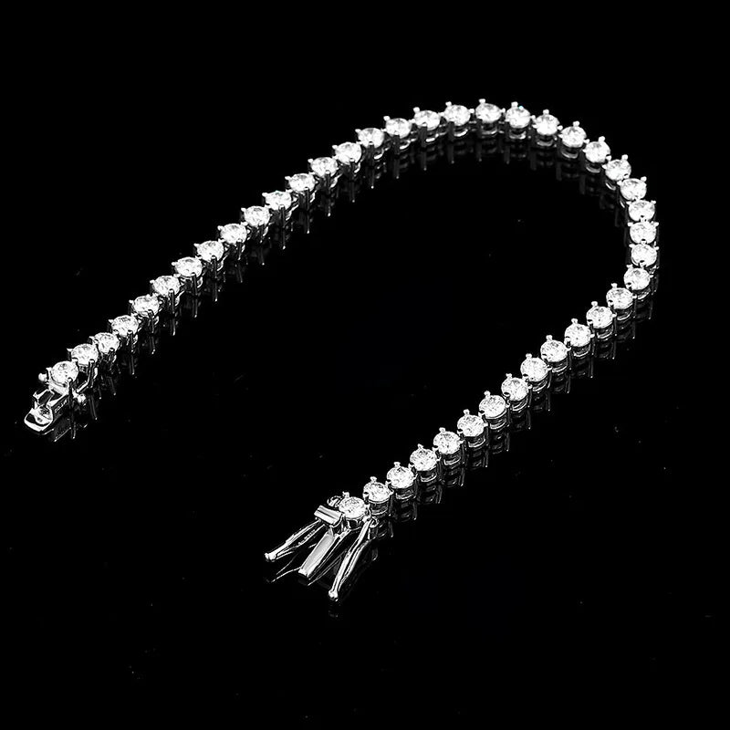 VALARONA JEWELS for Women Full Diamond Luxury Chain S925 Sterling Silver Plated Platinum