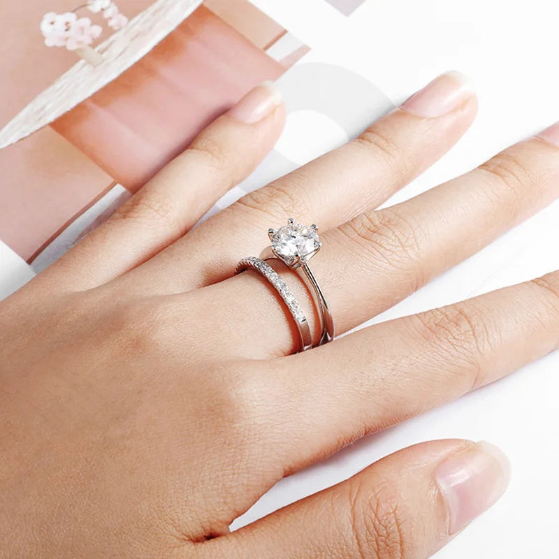 Smyoue 0.23-2.23CTTW Full Moissanite Wedding Rings for Women Sets Couple Rings 100% 925 Sterling Silver Top Quality Jewelry