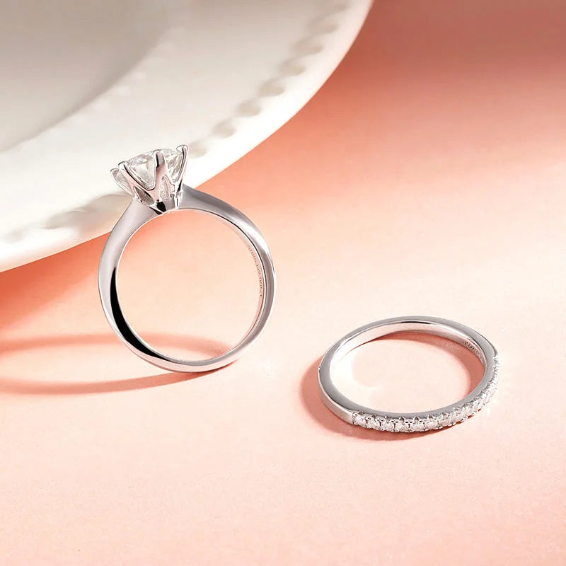 Smyoue 0.23-2.23CTTW Full Moissanite Wedding Rings for Women Sets Couple Rings 100% 925 Sterling Silver Top Quality Jewelry