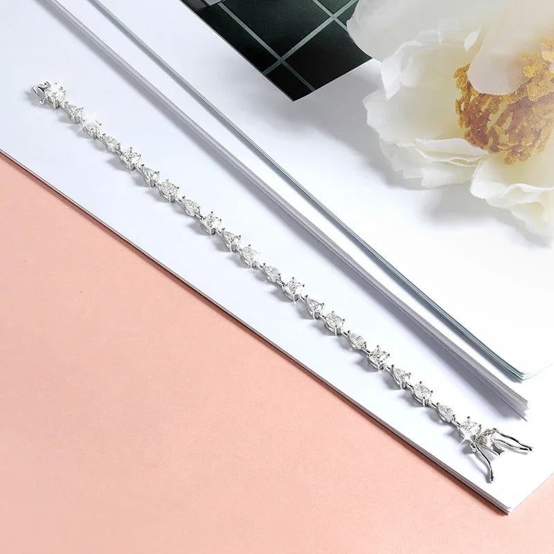 Smyoue 18K Gold Plated All Moissanite Tennis Bracelets for Women Luxury S925 Sterling Silver Jewelry Full Diamond Bracelets GRA