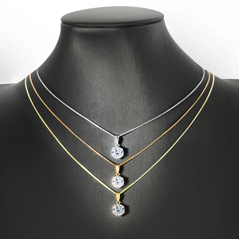 Smyoue 1CT 2CT D Color Moissanite Necklace for Women Flawless Sparkly Simulated Diamond Pendant Sterling Silver 925 Jewelry GRA