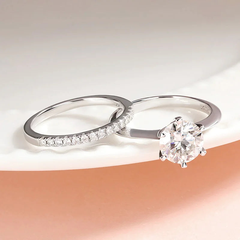 Smyoue 0.23-2.23CTTW Full Moissanite Wedding Rings for Women Sets Couple Rings 100% 925 Sterling Silver Top Quality Jewelry
