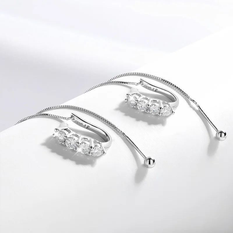 Smyoue 0.8ct Test Passed Moissanite Earring Luxury Design Anti-lost Simulated Diamond Drop Earrings 925 Silver Plated Platinum