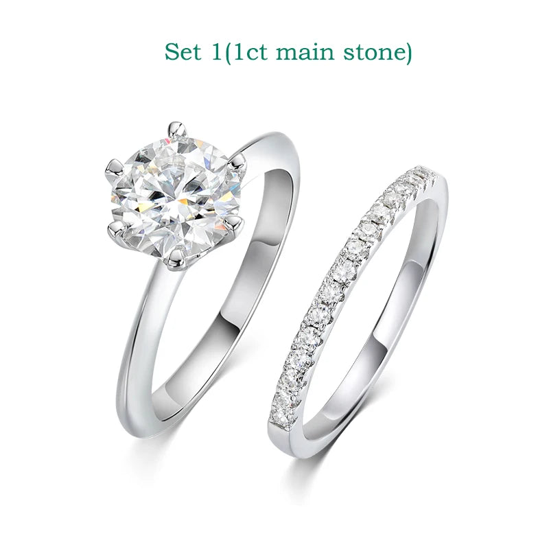 Smyoue 0.23-2.23CTTW Full Moissanite Wedding Rings for Women Sets Couple Rings 100% 925 Sterling Silver Top Quality Jewelry