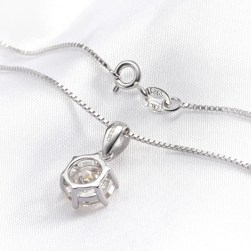 Smyoue 1CT 2CT D Color Moissanite Necklace for Women Flawless Sparkly Simulated Diamond Pendant Sterling Silver 925 Jewelry GRA