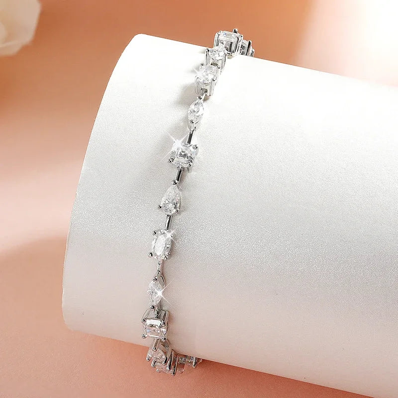 Smyoue 18K Gold Plated All Moissanite Tennis Bracelets for Women Luxury S925 Sterling Silver Jewelry Full Diamond Bracelets GRA