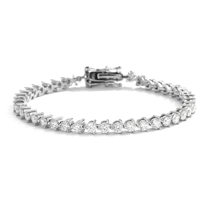 VALARONA JEWELS for Women Full Diamond Luxury Chain S925 Sterling Silver Plated Platinum