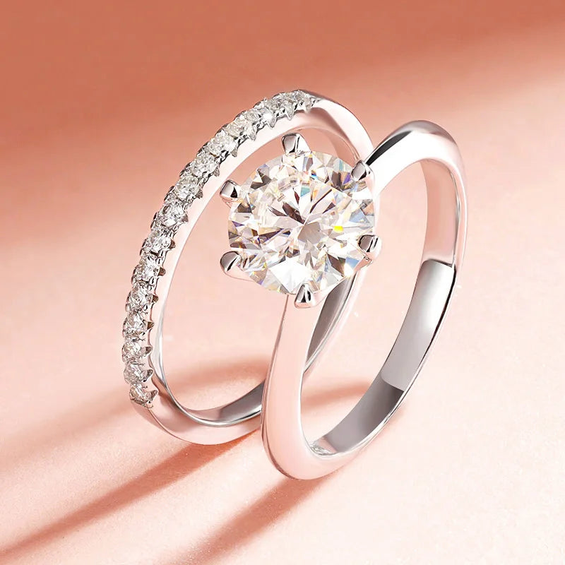 Smyoue 0.23-2.23CTTW Full Moissanite Wedding Rings for Women Sets Couple Rings 100% 925 Sterling Silver Top Quality Jewelry