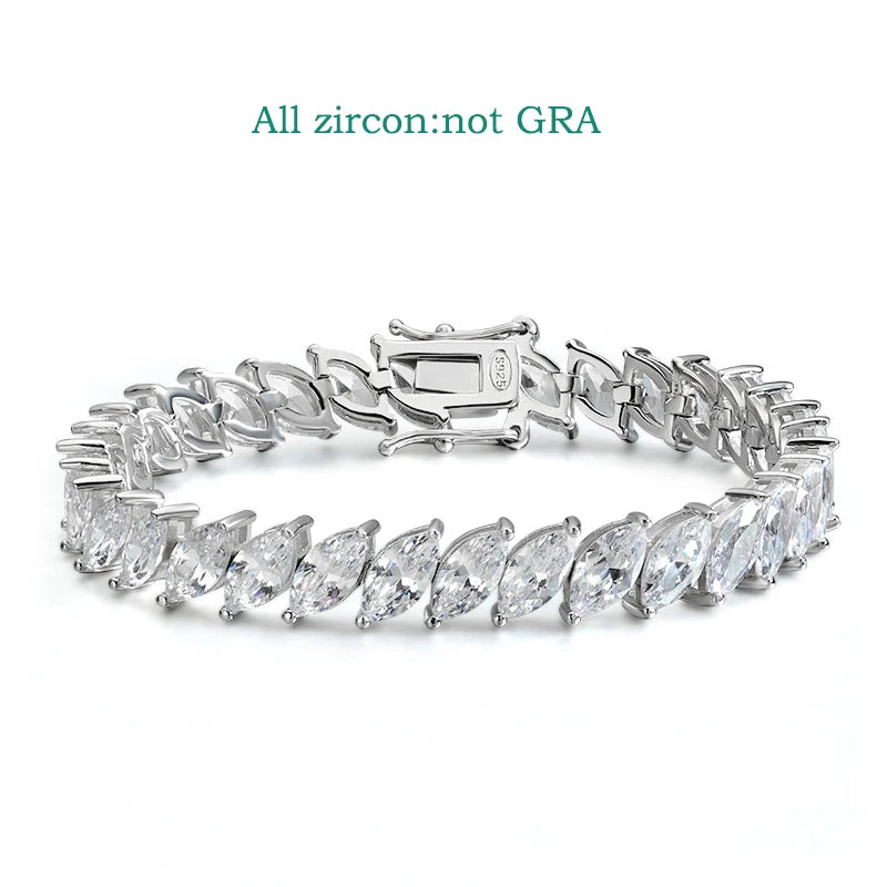 Smyoue 0.5CT Marquise Cut Certified Moissanite Tennis Bracelets for Women Sterling Silver S925 Plated 18k Gold Wholesale Jewelry