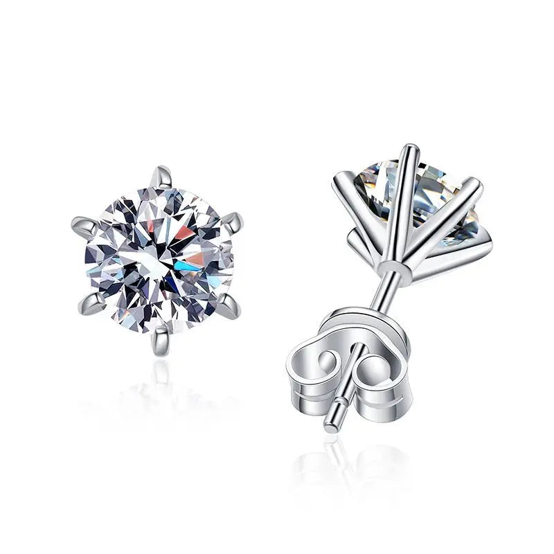 VALARONA JEWELS for Women Colorless Sparkling Wedding Ear Studs 100% S925 Sterling Silver Jewelry