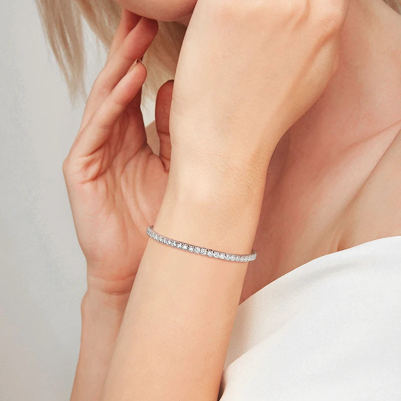 VALARONA JEWELS Elastic Moissanite Tennis Bracelets for Women Men Full Diamond Sparkling Pure 925 Sterling Silver Jewelry Wholesale